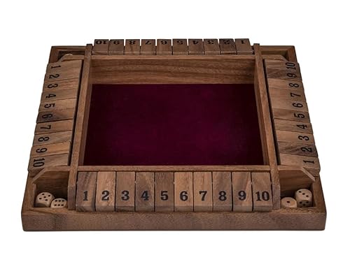 Engelhart - 300406 - Shut The Box für 4 Spieler - Holzbox mit Filz - 8 Holz-Würfel - Traditionelles Gesellschaftsspiel - Maße 29x29x3,5 cm - Würfelspiel von Engelhart