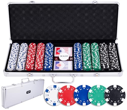 Engelhart - 320915 – Poker-Set – Koffer aus versilbertem Metall – 500 Chips 11,5 g ohne Nummer + 2 Kartenspiele, 1 Croupier-Knopf, 5 Würfel Engelhart - 320915 – Poker-Set – Koffer aus versilbertem Metall – 500 Chips 11,5 g ohne Nummer + 2 Kartenspiele, 1 Croupier-Knopf, 5 Würfel von Engelhart