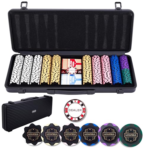 Engelhart - 320960 – Poker-Set – Koffer aus schwarzem Metall – 500 Chips 14 g ohne Nummer + 2 Kartenspiele, 1 Croupier-Knopf, 5 Würfel Engelhart - 320960 – Poker-Set – Koffer aus schwarzem Metall – 500 Chips 14 g ohne Nummer + 2 Kartenspiele, 1 Croupier-Knopf, 5 Würfel von Engelhart