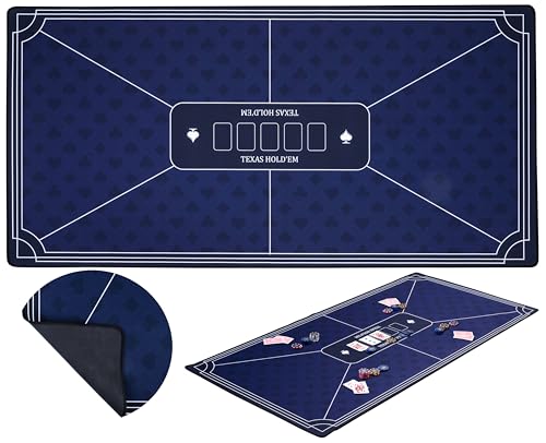 Engelhart - 320993 – Pokermatte blau – rutschfeste Spielfläche 120 cm x 60 cm – Dicke: 3 mm – Bedruckte Tischdecke aus Polyester und Gummi – Zubehör für Casinospiel von Engelhart