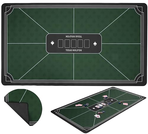 Engelhart - 320994 – Pokermatte grün – rutschfeste Spielfläche 140 cm x 80 cm – Dicke: 3 mm – Bedruckte Tischdecke aus Polyester und Gummi – Zubehör für Casinospiel von Engelhart
