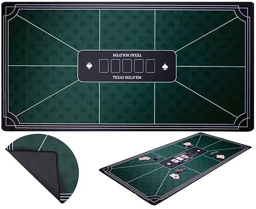 Engelhart - 320996 – Pokermatte grün – rutschfeste Spielfläche 180 cm x 90 cm – Dicke: 3 mm – Bedruckte Tischdecke aus Polyester und Gummi – Zubehör für Casinospiel von Engelhart