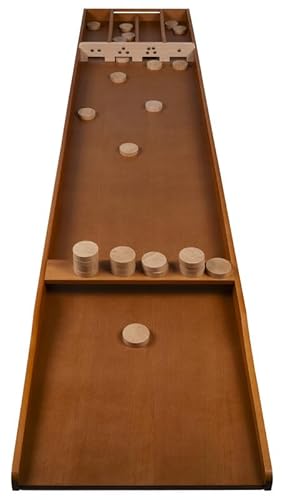 Engelhart - 340667 - Deluxe Shuffleboard Premium aus Holz - Länge: 2 m - Helle Oberfläche - Basis und Elemente aus hochwertigem Buchenholz - 30 Scheiben inklusive - Turniergröße von Engelhart
