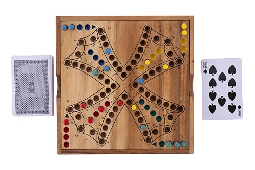 Engelhart - 350262 - Ökologisches Tock Spiel im Holz-Koffer - Ideal für unterwegs - 4 Spieler - Spielverlauf mit Karten - Ab 6 Jahren - Lustiges und strategisches Gesellschaftsspiel aus Holz von Engelhart