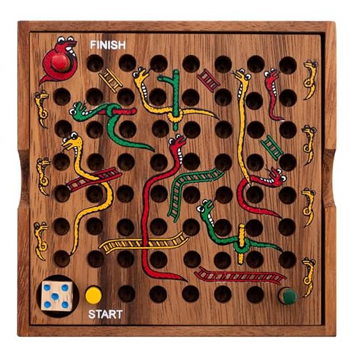 Engelhart – 350280- Schlange und Leiter in Einer Holzbox – Reisespiel Ab 4 Jahren – 2-4 Spieler 13,5 x 13,5 x 3,5 cm von Engelhart