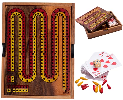 Engelhart – 350290- Cribbage aus Holz in Einer Schachtel mit Karten – Brettspiel für mindestens 2 Spieler ab 8 Jahren – 16,7 x 22,2 x 4,3 cm von Engelhart