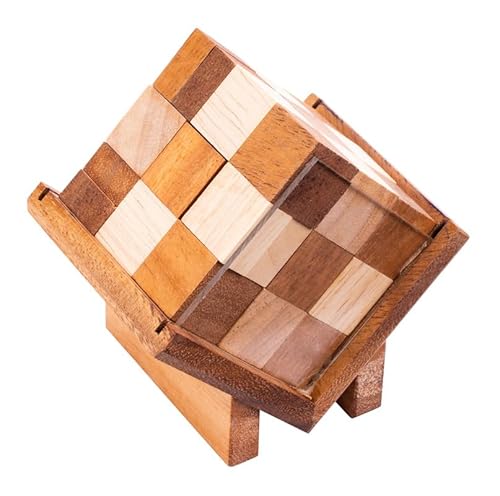 Engelhart –350390- Cube in Box – Holz-Denkspiel Schwierigkeitsgrad schwierig – 9 Teile – Lösung im Spiel – 1 Spieler von Engelhart