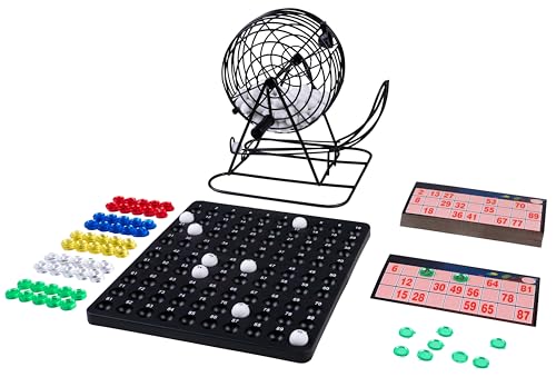 Engelhart - 360565 - Bingo/Lotto-Spiel, 90 Kugeln mit Metallmischer, Durchmesser: 13,5 cm, Lieferumfang: Zähler aus Kunststoff, Spielregeln, Wiederverwendbare Karten, 150 Chips Engelhart - 360565 - Bingo/Lotto-Spiel, 90 Kugeln mit Metallmischer, Durchmesser: 13,5 cm, Lieferumfang: Zähler aus Kunststoff, Spielregeln, Wiederverwendbare Karten, 150 Chips von Engelhart