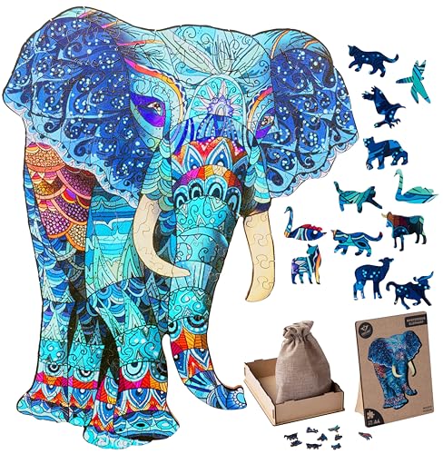 Engelhart - 602040 - Holzpuzzle Tiere: Elefant A4 (21 x 29,7 cm) - Einzigartige 178-Teile-Holzform - Dekoratives Erwachsenenpuzzle aus Pappelholz - Ab 12 Jahren von Engelhart