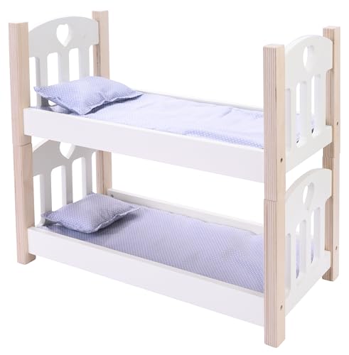 Engelhart – 606010 – Puppen-Etagenbett aus Holz grau/weiß – 50 x 26 x 47 cm – ab 3 Jahre von Engelhart