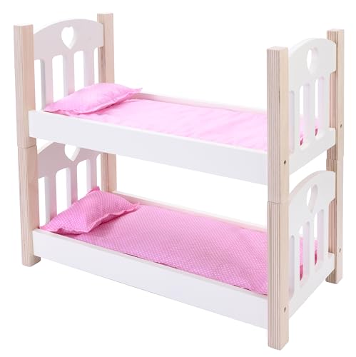 Engelhart – 606011 – Puppen-Etagenbett aus Holz, rosa/weiß – 50 x 26 x 47 cm – ab 3 Jahre von Engelhart