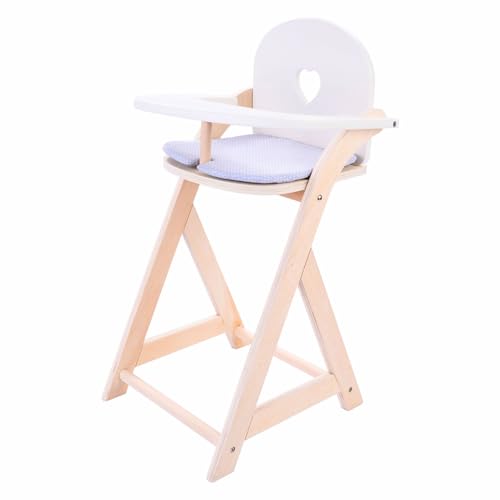 Engelhart – 606016 – Eleganter Puppen-Hochstuhl aus Holz – Grau und Weiß – Maße: 32 x 24,5 x 56 cm – Ab 3 Jahre von Engelhart