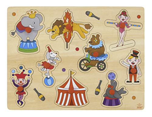 Engelhart - Hochwertiges Holzpuzzle mit Knopf für Kleinkinder - Verschiedene Designs, Holzspiele für Kinder und Babys ab 2 Jahren (Zirkus) von Engelhart