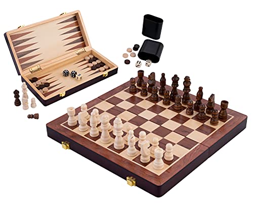 Engelhart - Schach/Backgammon Holzkiste - Wende- und Klappbrett - Inklusive Teile (30 cm) von Engelhart