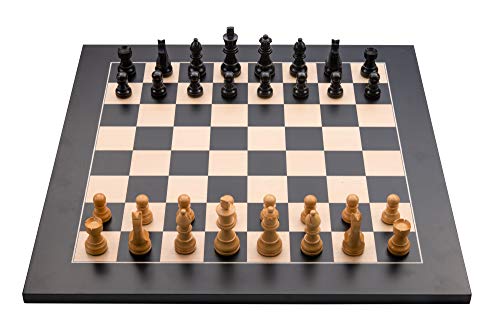 Luxus-Schachspiel aus eingelegtem Holz mit Schachfiguren (40 cm x 40 cm, Schwarz) von Engelhart