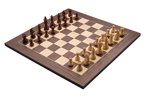 Luxus-Schachspiel aus eingelegtem Holz mit Schachfiguren (50 cm x 50 cm, Braun) von Engelhart