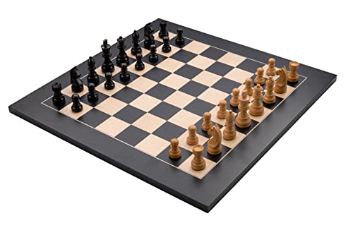 Luxus-Schachspiel aus eingelegtem Holz mit Schachfiguren (50 cm x 50 cm, Schwarz) von Engelhart