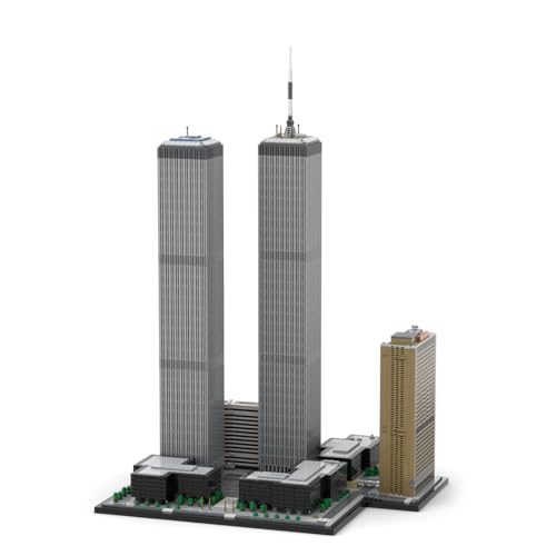 Engineerkiter Architecture Twin Towers Modular Bauklötze Set, 1:800 New York Wahrzeichen Modular Haus Gebäude Klemmbausteine Konstruktionshaus Geschenk für Erwachsene-7121 Teile von Engineerkiter