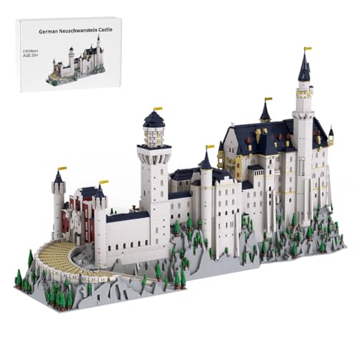 Engineerkiter Modular Schloss Neuschwanstein Castle Klemmbausteine, 1: 350 Burg Konstruktionsspielzeug für Erwachsene, MOC Haus Architektur Bauklötze Osterhase Geschenkset - 13028 Teile von Engineerkiter