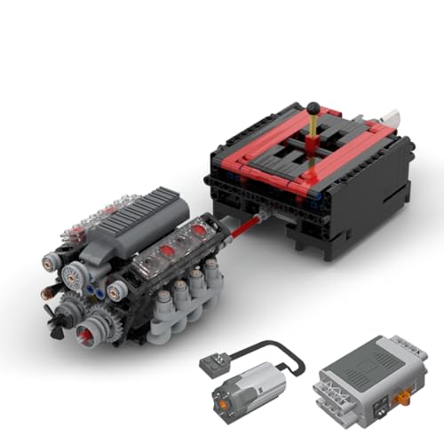 Engineerkiter Tech V8 Motor Bausatz mit Getriebe 568 Teile V8 Engine Bauklötze STEM Bauspielzeug KlemmbausModell für Erwachsene Entworfen von Genius von Engineerkiter