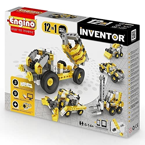 Engino-INVENTOR 1234 - Konstruktionsbausatz 12 in 1 Baumaschinen von Engino