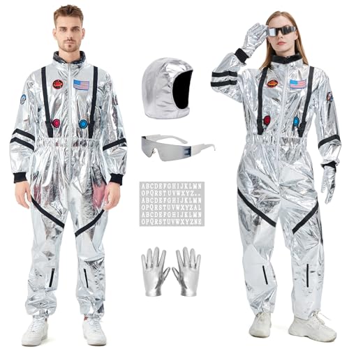 Enhenenhen Astronaut Kostüm Herren Damen Silber Astronauten Overall Space Anzug Erwachsener Halloween Karneval Raumfahrer Costume Enhenenhen Astronaut Kostüm Herren Damen Silber Astronauten Overall Space Anzug Erwachsener Halloween Karneval Raumfahrer Costume von Enhenenhen