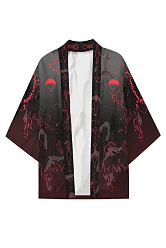Enhopty Unisex Uchiha Clan Uchiha Ichizoku uchiwa Kimono Mantelet Coat Cape Jacket Halloween Carnival Cloak Cosplay Costume Schwarz M von Enhopty