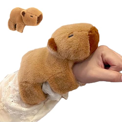 EnixwH Capybara Schnapparmband Kinder, 19 cm Simulation Capybara Kuscheltier, Wasserschwein Kuscheltier Snap Armband, Plüschtier Klatscharmband Kinder Kleine Mitbringsel, Wasserschwein Geschenke von EnixwH