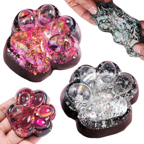 2 Stück Cat Paw Squishy,Katzenpfoten Squishy,Squishy Katzenpfote,Cat Paw Squeeze Spielzeug,Katzen Pfoten Squishy,Anti Stress Sensory Fidget Toys Für Erwachsene Und Kinder (Weiß,Rosa) von Eniyou
