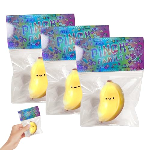 3 Stück Banane Squishies,Banana Fufu Squishy Weiches Anti Stress Spielzeug,Stress Abbauendes Zappelspielzeug,Niedliche Form, Weiche Haptik,Geschenke für Kinder Erwachsene von Eniyou