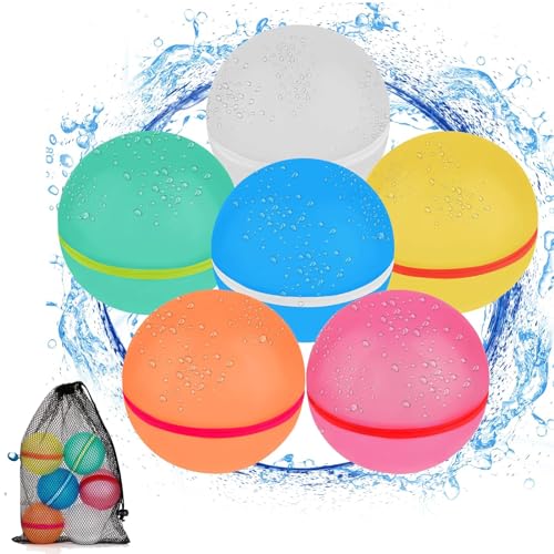 6pcs Wasserbomben Wiederverwendbar Wasserbomben SelbstschließEnd WiederbefüLlbare Wasserbombe Wasserbomben Magnetisch Wiederverwendbar Magnet Silikon für Kinder Erwachsene Wasserpark mit 1 netzbeutel von Eniyou