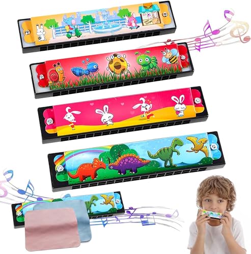 Eniyou 4 pcs Mundharmonika Kinder Harmonica für Children Anfänger 16 Hole Harmonika Colour Harmonica Toy Spielzeug Harmonica Diatonische Mundharmonika Anfänger mit 2 pcs Mundharmonika-Tuch von Eniyou