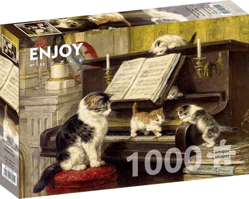 1000 Pieces Jigsaw Puzzle – Matte Finish, Soft Touch, Sturdy and Unique Pieces, Tight Fit, Vivid Colors, Missing Pieces Service – Cat and Kittens at Piano – Ronner Knip Famous Painting by ENJOY Puzzle 1000 Pieces Jigsaw Puzzle – Matte Finish, Soft Touch, Sturdy and Unique Pieces, Tight Fit, Vivid Colors, Missing Pieces Service – Cat and Kittens at Piano – Ronner Knip Famous Painting by ENJOY Puzzle von Enjoy puzzle