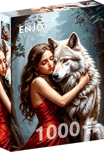 1000 Pieces Jigsaw Puzzle for Adults – Matte Finish, Soft Touch, Sturdy and Unique Pieces, Tight Fit, Vivid Colors, Missing Pieces Service – Beautiful Woman with Wild Wolf Portrait – by ENJOY Puzzle 1000 Pieces Jigsaw Puzzle for Adults – Matte Finish, Soft Touch, Sturdy and Unique Pieces, Tight Fit, Vivid Colors, Missing Pieces Service – Beautiful Woman with Wild Wolf Portrait – by ENJOY Puzzle von Enjoy puzzle
