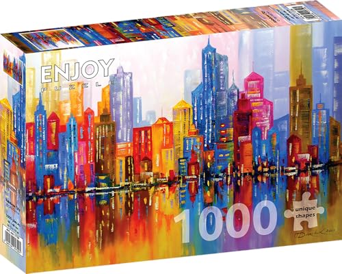 1000 Pieces Jigsaw Puzzle for Adults – Matte Finish, Soft Touch, Sturdy and Unique Pieces, Tight Fit, Vivid Colors, Missing Pieces Service – New York City Rainbow Skyline Painting – by ENJOY Puzzle 1000 Pieces Jigsaw Puzzle for Adults – Matte Finish, Soft Touch, Sturdy and Unique Pieces, Tight Fit, Vivid Colors, Missing Pieces Service – New York City Rainbow Skyline Painting – by ENJOY Puzzle von Enjoy puzzle