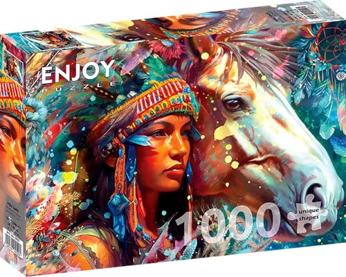 1000 Pieces Jigsaw Puzzle for Adults – Matte Finish, Soft Touch, Sturdy and Unique Pieces, Tight Fit, Vivid Colors, Missing Pieces Service – Woman and Horse Spiritual Illustration – by ENJOY Puzzle 1000 Pieces Jigsaw Puzzle for Adults – Matte Finish, Soft Touch, Sturdy and Unique Pieces, Tight Fit, Vivid Colors, Missing Pieces Service – Woman and Horse Spiritual Illustration – by ENJOY Puzzle von Enjoy puzzle