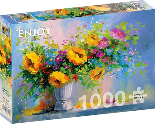 1000 Pieces Jigsaw Puzzle for Adults – Matte Finish, Soft Touch, Sturdy and Unique Pieces, Tight Fit, Vivid Colors, Missing Pieces Service – Yellow Roses and Summer Flowers Bouquet – by ENJOY Puzzle von Enjoy puzzle