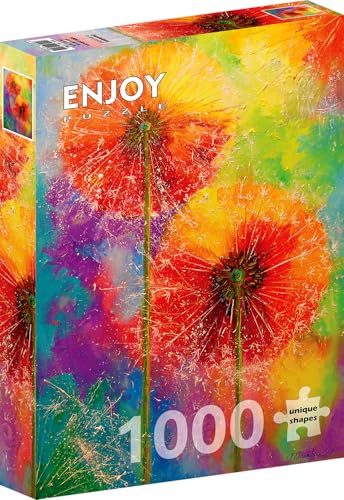 1000 Pieces Jigsaw Puzzle for Adults – Matte Finish, Soft Touch, Sturdy and Unique Pieces, Tight Fit, Vivid Colors, Missing Pieces Service – Fun Rainbow Dandelion Flowers Painting – by ENJOY Puzzle von Enjoy puzzle