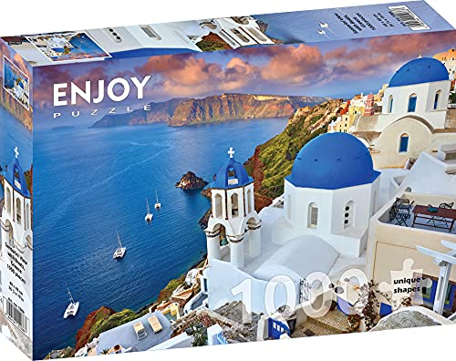ENJOY-1086 - Blick auf Santorin mit Booten, Griechenland, Puzzle, 1000 Teile von Enjoy puzzle