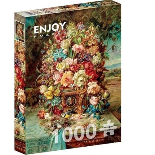ENJOY-1518 - Hans Zatzka: Blumenstillleben mit Blaumeise, Puzzle, 1000 Teile von Enjoy puzzle