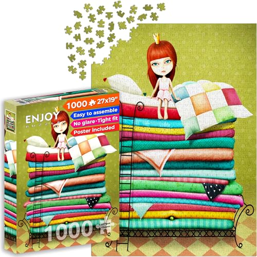 1000 Pieces Jigsaw Puzzle for Adults – Matte Finish, Soft Touch, Sturdy and Unique Pieces, Tight Fit, Vivid Colors, Missing Pieces Service – Fairytale Princess and PEA Illustration – by ENJOY Puzzle von Enjoy puzzle