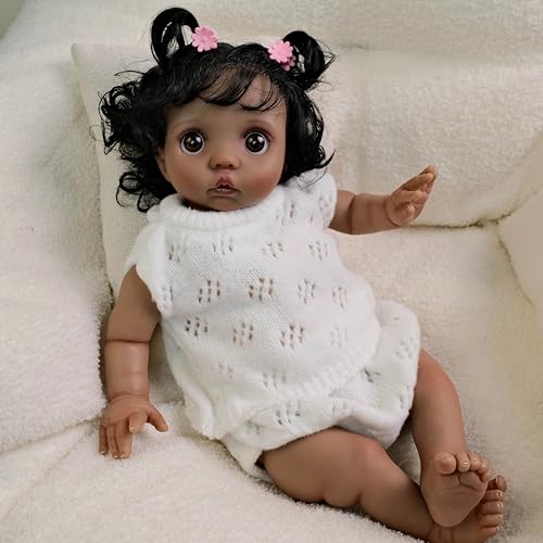 Enjoy with Love 16inch peeka Handgemachte hochwertige detaillierte Malerei Dark Skin Lifelike Real Soft Touch kleine Puppe niedliches handliches Baby von Enjoy with Love