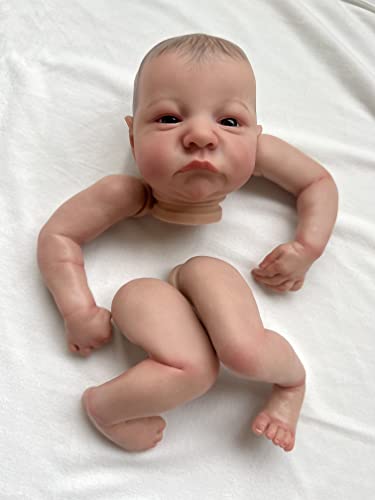 Enjoy with Love 19inch bereits gemalte Reborn Puppe Teile Levi erwachen lebensechte Baby 3D Malerei mit sichtbaren Adern Tuch Körper enthalten (Blue Eyes) von Enjoy with Love