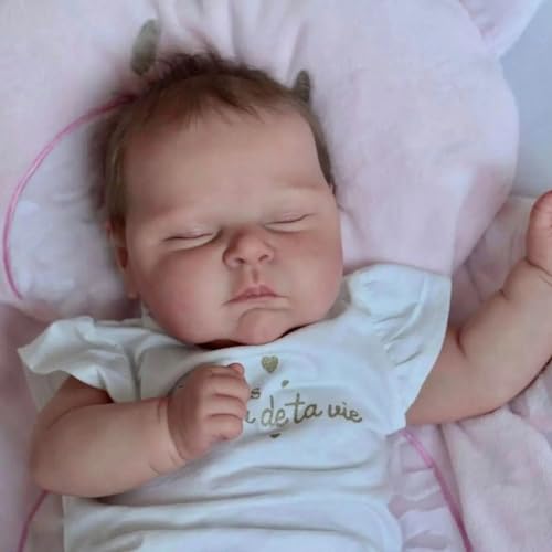 Enjoy with Love 20inch Pfirsiche Neugeborene Baby Weiche Körperpuppe mit 3D Haut Mehrschichtige Malerei mit sichtbaren Adern Soft Touch Reborn Puppe von Enjoy with Love