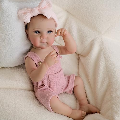 Enjoy with Love Neu 18 Zoll Bettie Vollkörper Wiedergeborenes Baby Neugeborenes lebhafte Puppe Kuschelbares Baby Mehrschichten Malerei 3D Haut mit Hand Zeichnen Haar von Enjoy with Love
