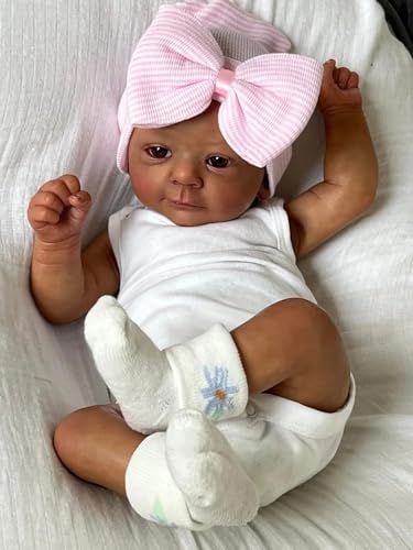 Enjoy with Love Neue 18inch Felicia Soft Body Reborn Baby Puppe Dunkle Haut Lifelike Soft Touch Neugeborene 3D Haut Hand-Wurzel Haar Sichtbar von Enjoy with Love