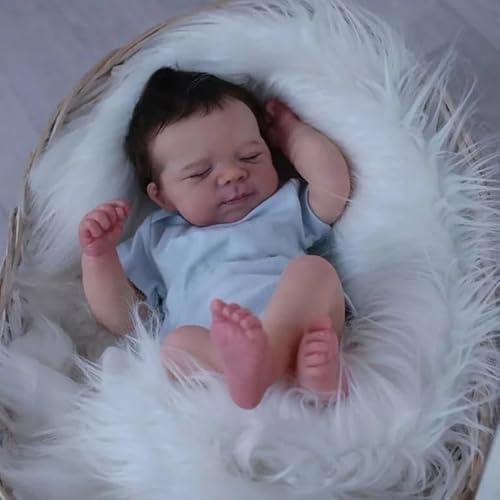 Enjoy with Love Neue 18inch Neugeborene Baby Puppe Handmade Lifelike Reborn Sleeping Soft Touch Kuschelpuppe mit 3D gemalten Haut sichtbaren Adern von Enjoy with Love
