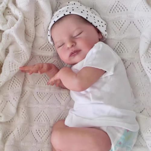 Enjoy with Love Neue 19 Zoll Laura Neugeborenes Baby Größe Wiedergeborene Baby Puppe Decke enthalten 3D Haut Hand Detaillierte gemalte Haut sichtbare Venen von Enjoy with Love