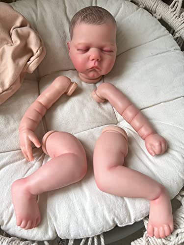 Enjoy with Love Neue 19-Zoll-Reborn-Puppenteile, bereits bemalt, Willa Awake, lebensechte Baby-3D-Malerei mit sichtbaren Venen, Stoffkörper enthalten von Enjoy with Love