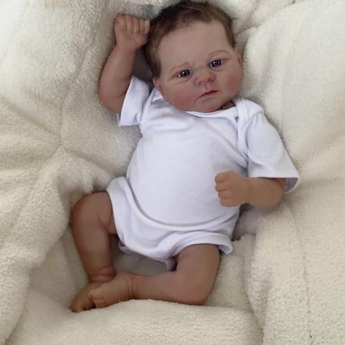 Enjoy with Love Neue 19inch Elijah Reborn Baby Puppe Neugeborene Premium Make-up Handgemachte 3D Haut Mehrere Schichten Malerei Sammelkunst Puppe (Brown Eyes) von Enjoy with Love